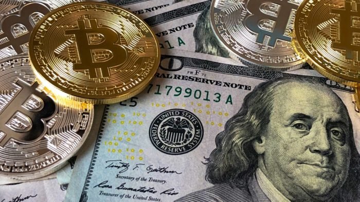 Bitcoin e dólar americano (Imagem: David McBee/Pexels)
