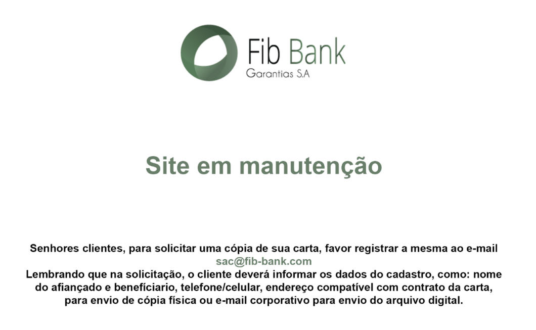 Imagem publicada no site do FIB Bank após ataque hacker