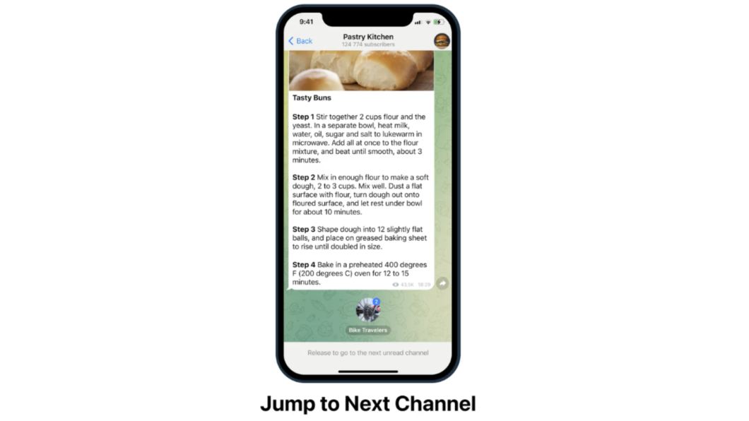Telegram inclui gesto para trocar de canal (Imagem: Divulgação)